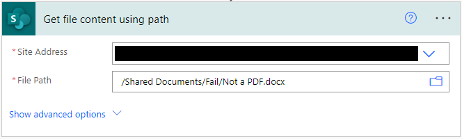 Power Automate SharePoint Get file content using path for a non-PDF document